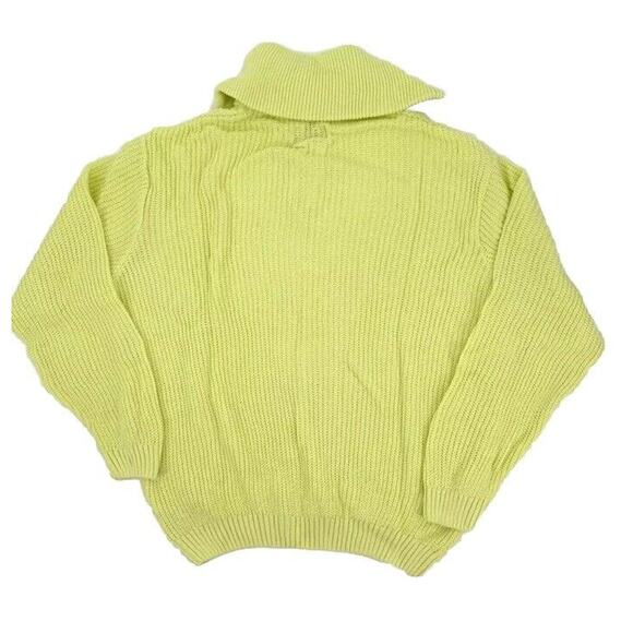 ASOS Unisex Oversized Neon Lemon Fisherman Rib Sweater Big Collar Size XS NEW - Picture 4 of 8
